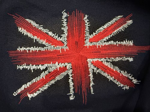 Ben Sherman Sweater Mens Full Zip Up Red White Blue England Flag English Large - Picture 9 of 9