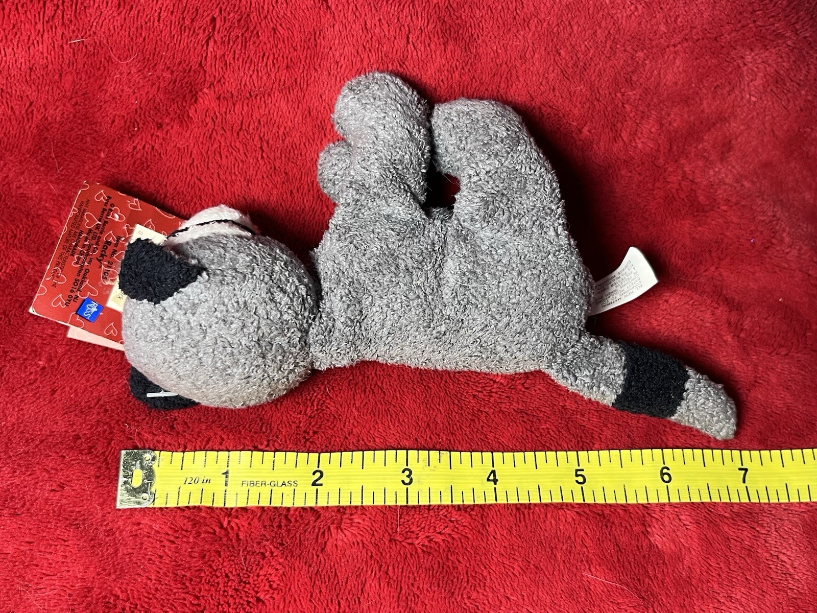Russ Luv Pet Racky Raccoon Grey Chamois 5” Beanie Plush Small Floppy Lovey Tag!