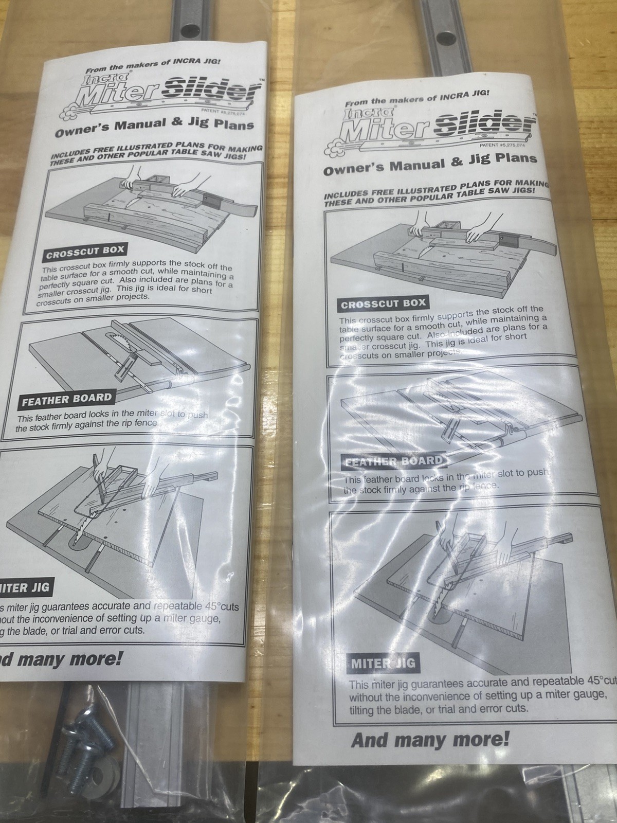 Lot of 2 INCRA Build-It System Miter Slider for Woodworking Jigs & Fixtures 18"