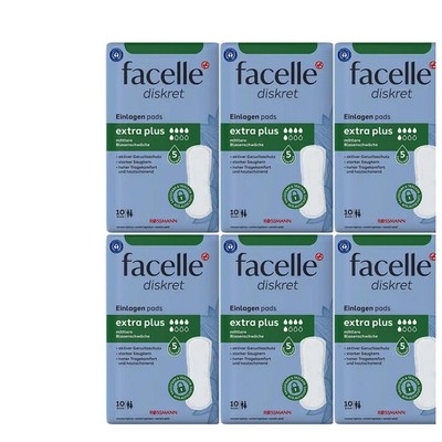 6x10 facelle Hygiene-Einlagen extra plus | mittlerer Blasenschwäche | Stärke 5