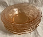 Federal Glass Pink Depression Berry Bowls, Set of 4, 5”, “Patrician Spoke”