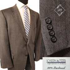 Joseph Feiss Mens Lambswool Tweed Herringbone Blazer 48R Sport Coat Jacket