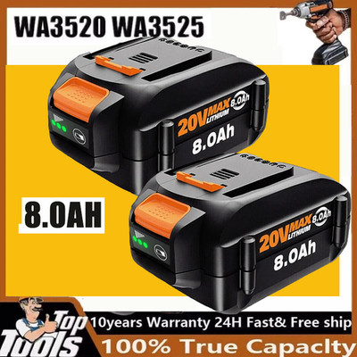 2PACK 8.0Ah For WORX 20V 8AH MAX Extend Lithium-Ion Battery WA3525 WA3575 WA3520
