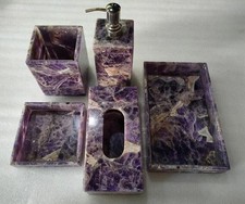 Amethyst Stone Bathroom Set Of 5 Pcs, Decor, Bathroom Decor, Marble Agate Gifts