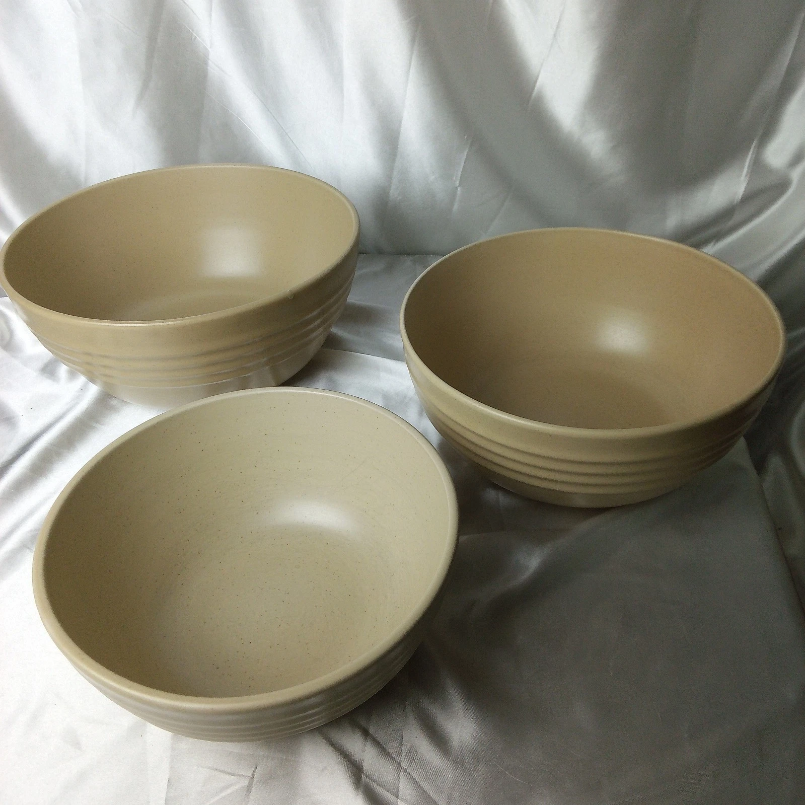 GIBSON STONEWARE BROWN NESTING MIXING BOWL SET OF 3