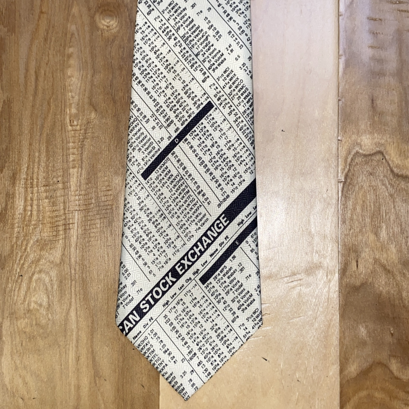 Vintage A Rogers Mens Tie Necktie White Stock Exchange Market 1997