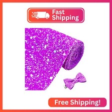Greatdiy Purple Chunky Glitter Faux Leather Roll 12"x52" Sparkly Synthetic Leath