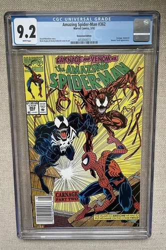 Amazing Spiderman 362 CGC 9.2 Newsstand 2nd Carnage app