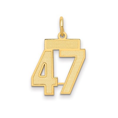 14k Yellow Gold Number 47 Pendant Charm Textured Sports Necklace Unisex Jewelry
