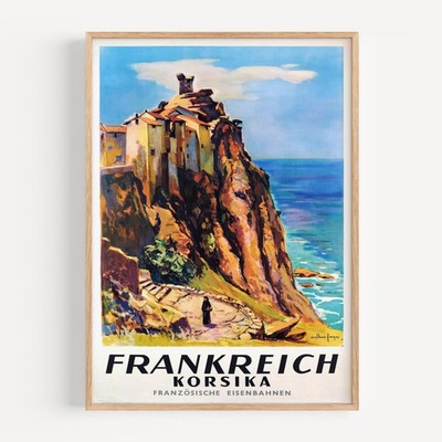 Frankreich Korsika Französische Eisenbahnen 1955 Retro Travel Poster