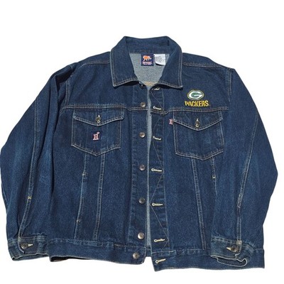 Revival Green Bay Packers NFL Denim Jean Jacket Mens  L Cotton Embroidered Logo