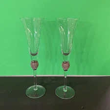 Pier 1-set Of 2- Tall, Champagne Flutes With Rhinestones ( T40)