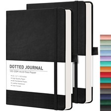 RETTACY Bullet Dotted Journal Notebook, 2-Pack, 160 Numbered Pages per Pack, ...