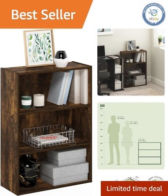 Sleek Amber Pine 3-Tier Storage Shelf - Ideal for Home Office & Living Room