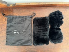 Faux Fur Scarf Hand Muff Set Black Winter Accessories and Storage Bag