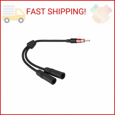 Car AM FM Radio Antenna Splitter Adapter, 1 Male to 2 Female Y Adaptor Connector