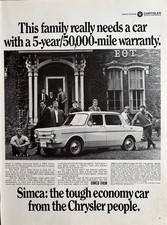 1967 Chrysler Simca Vintage Advertisement Tough Economy Car Print Ad