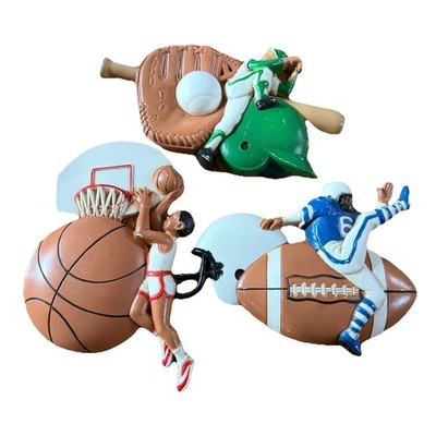 Sports Wall Decor Set of 3 Vintage 1991 Burwood Football Basketball Baseball