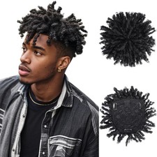 BECUS Dreadlock Hair Topper for Men Black Short Braided Locs Hairpiece Clip in