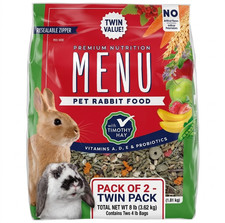 (2 pack) MENU Premium Rabbit Food - Timothy Hay Pellets Blend