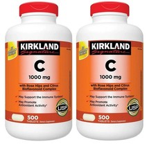 Kirkland Vitamin C 1000mg, 2-Pack of 500 Tablets Each for 1000 Total FREE SHIP 