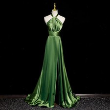 Sexy Womens Evening Dress New Luxury Off Shoulder Green Host Party A-Line Dress