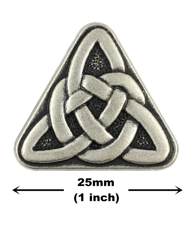 10 Pieces Triangle Celtic Sister Knot Metal Shank Buttons. 25mm (1 inch) (Ant... - Image 2 of 4