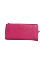 Mundi Women SLIM CARD WALLET for Women Pink Pebbled RFID Snap Closure Bifold