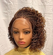Braided micro twist Curly Gold Wig. made on a full lace wig.READY TO SHIP.