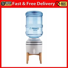 Primo® Water Countertop Dispenser Top Loading, Cool Temp, Ceramic, Wooden Stand