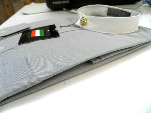 CAMICIA ABITO RAGAZZO COLLETTO A FASCIA TAGLIA 20 GRIGIO MANICA LUNGA NUOVA - Foto 5 di 8