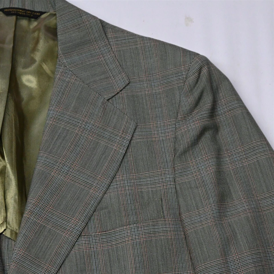 Blazer Abrigo Deportivo Chaqueta De Colección Palm Beach 44R Verde A Cuadros Años 60 70 Foto 2 de 4