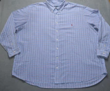 Ralph Lauren Shirt Men's 4XB Blue Gingham Plaid Button Down Long Sleeve