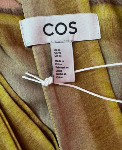 COS Caramel Stripes Printed Belted 70's Inspired Midi Shirt Dress US 10 NWT - Picture 12 of 15