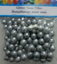 Glitter Vase Filler 110 GLITTER Styrofoam Balls Crafts Table Scatter ~ Silver