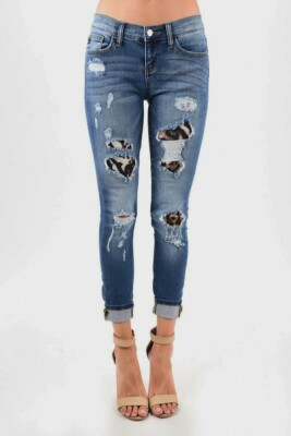 Judy Blue Soft Stretchy Denim with Leopard patched 