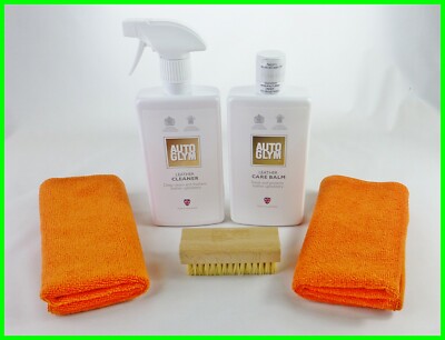 Autoglym Leder Reiniger & Pflege Balsam KIT mit Bürste und 2 Mikrofasertücher