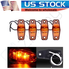 4 Set 2.5" Side Marker 2 Diode LED Mount Trailer Van Clearance Light Lamps Amber
