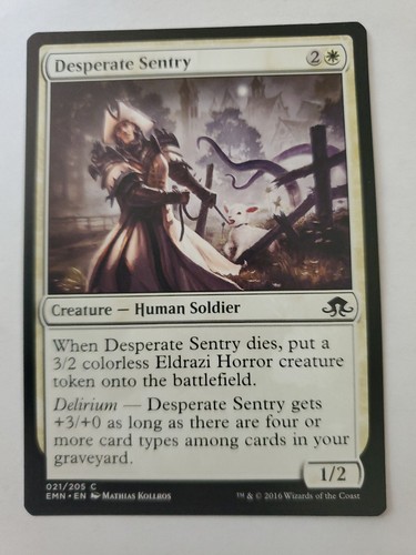 MTG Magic The Gathering Card Desperate Sentry Creature Human Soldier White Eldri