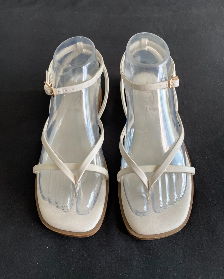 Sandalias para mujer Joie Vida talla 7M de cuero con tiras en el tobillo planas blancas Foto 2 de 4