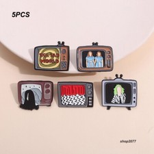 5PCS Horror Ghost TV Scary Movie Enamel Badges Pins Decoration Pins Bag Cap Pins
