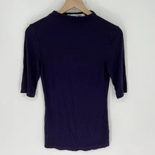 Michael Stars Mock Neck Purple Ribbed Shirt Size OS