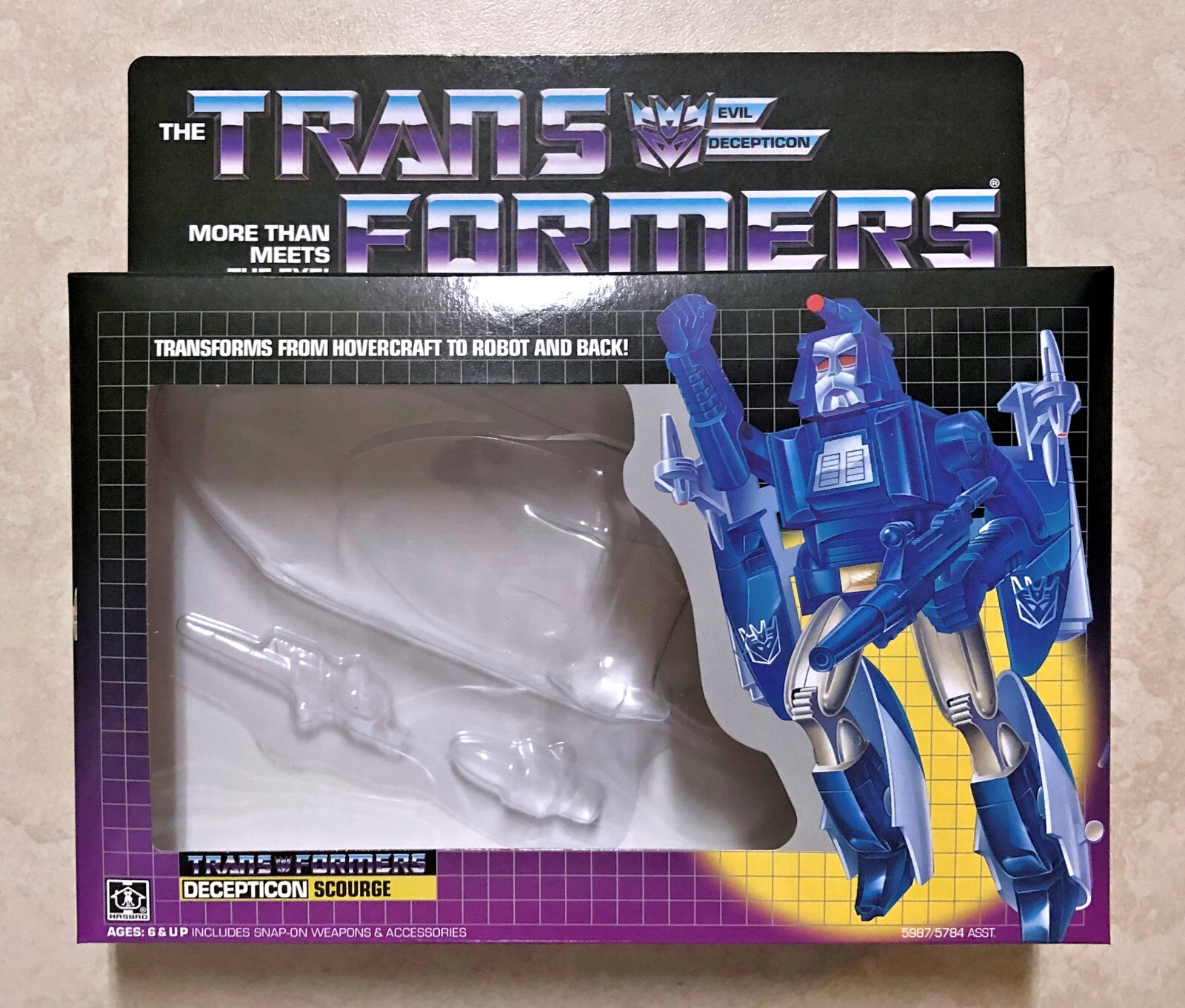 Transformers G1 Scourge Box, Insert, Bubble, & Manual New! Decepticon Robot