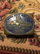 CONOCO One Year Safety Belt Buckle Solid Brass 1982 Hand Made