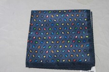 Bugatchi Men's Navy Bugs Print Pocket Square 13 inches Sq