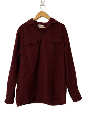 WACKO MARIA Flannel Shirt XL Wool Bordeaux 50s Open Collar Used | eBay 