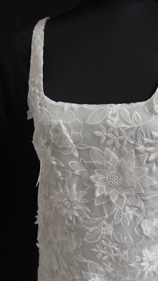 ZARA WOMAN ORGANZA TULLE OYSTER WHITE 3D FLORAL APPLIQUE ...