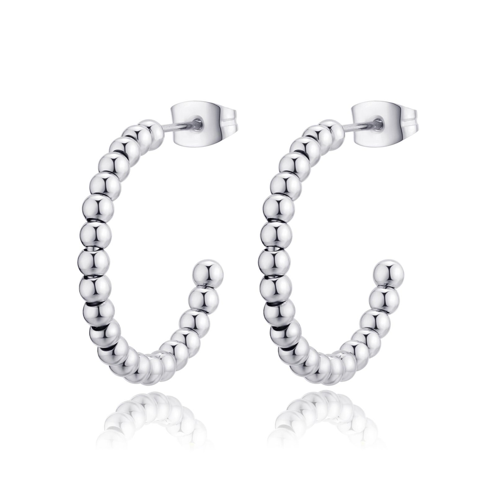 S'AGAPO CHUNKY ORECCHINI IN ACCIAIO CERCHIO GRANDI CON SFERE SHK39 (2405)
