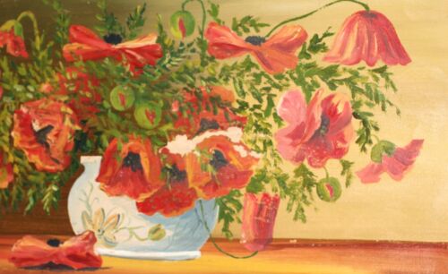 Antique original oil painting still life with vase - Picture 7 of 18