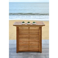 SAFAVIEH Outdoor Collection Monterey Bar Table | Natural |